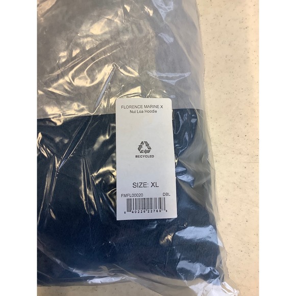 NEW! Florence Marine X Sz XL Nui Loa Hoodie Blue Sweatshirt $85 Organic Repreve - Picture 12 of 12